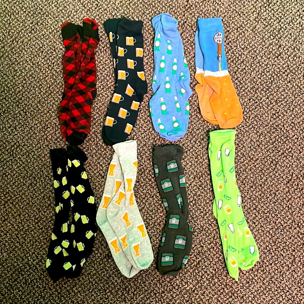 8 Novelty Long Socks • Comfortable • Food Quality • Like New